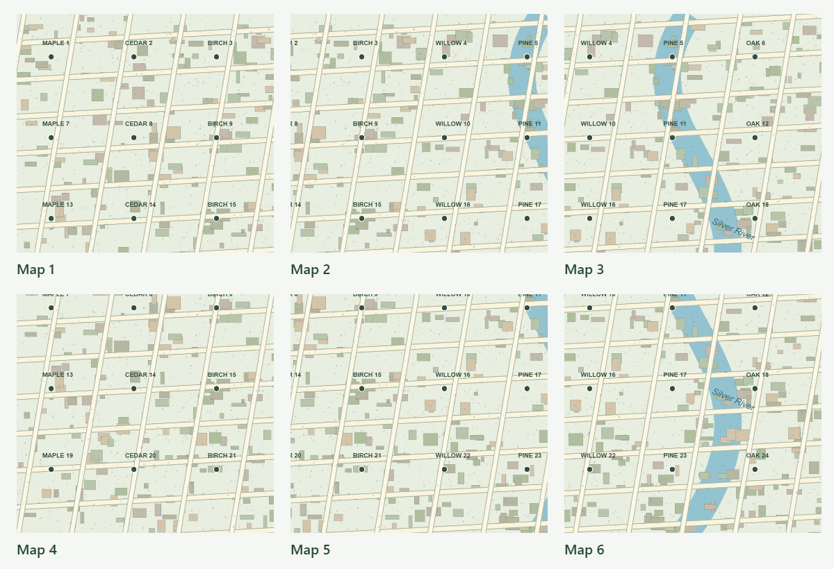 Separate overlapping sections from the fictional map sample